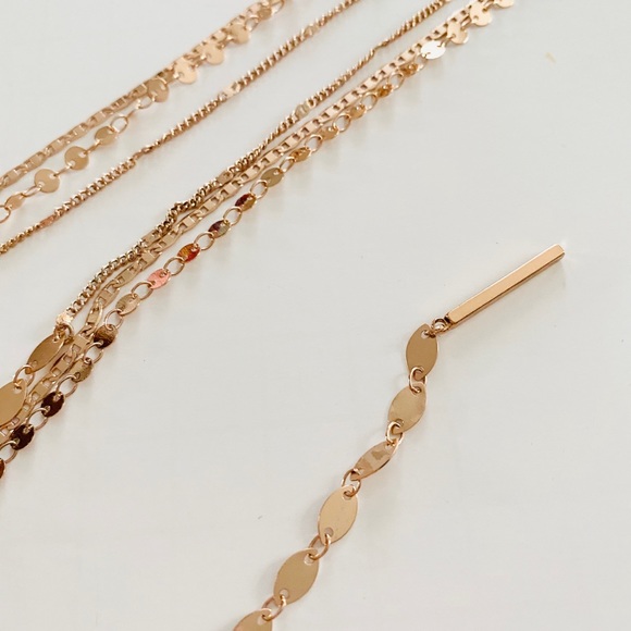 Rose Gold Plated Dangling Chain Lariat Necklace For Women